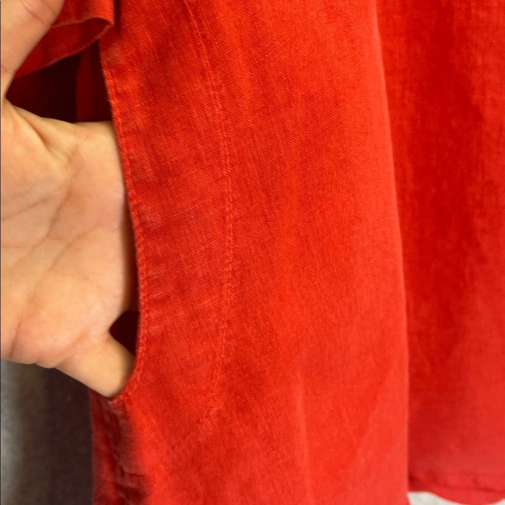 Mosaic USA Linen Pre-Shrunk Lagenlook Red Tunic Top - Picture 3 of 4